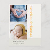 はっきりした2ミニマル枚の写真の黄色のメリークリスマス シーズンポストカード (正面)