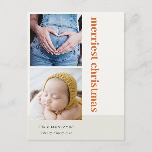 はっきりした2ミニマル枚の赤さびクリスマスメリー2 シーズンポストカード (正面)