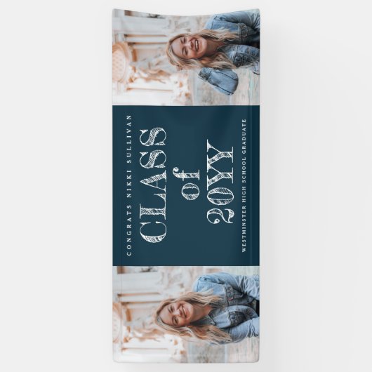 はっきりした2型写真卒業 横断幕 (縦)