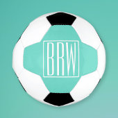 はっきりした3モダンイニシャルモノグラム |アクアの白 サッカーボール