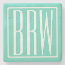 はっきりした3モダンイニシャルモノグラム |アクアの白