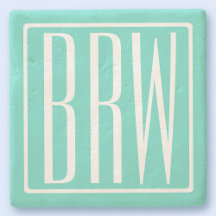 はっきりした3モダンイニシャルモノグラム |アクアの白