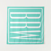 はっきりした3モダンイニシャルモノグラム |アクアの白 タペストリー (正面(横))