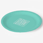 はっきりした3モダンイニシャルモノグラム |アクアの白 ペーパープレート (アングル)