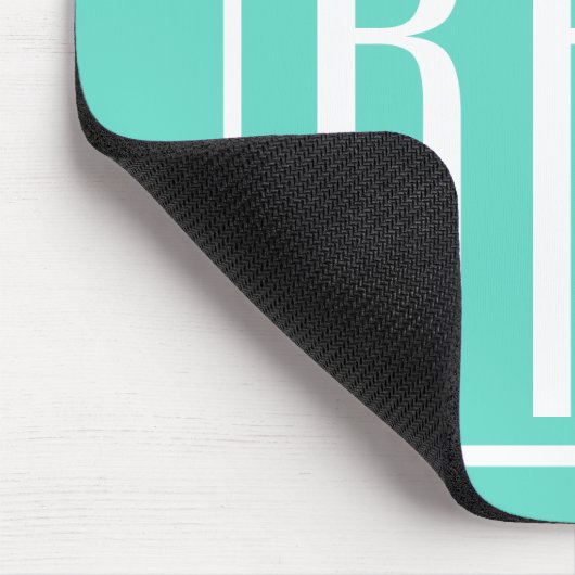 はっきりした3モダンイニシャルモノグラム |アクアの白 マウスパッド (コーナー)