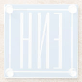 はっきりした3モダンイニシャルモノグラム |ソフトブルー ガラスコースター (裏面)