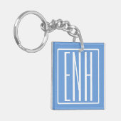 はっきりした3モダンイニシャルモノグラム |ソフトブルー キーホルダー (正面左)