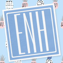 はっきりした3モダンイニシャルモノグラム |ソフトブルー