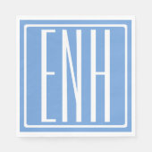 はっきりした3モダンイニシャルモノグラム |ソフトブルー スタンダードランチョンナプキン (正面)