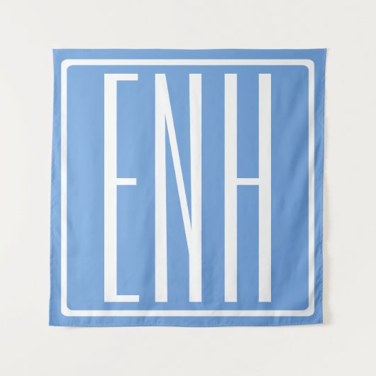 はっきりした3モダンイニシャルモノグラム |ソフトブルー タペストリー (正面)