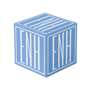 はっきりした3モダンイニシャルモノグラム  ソフトブルー フォトキューブ