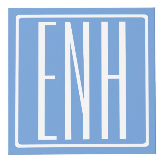 はっきりした3モダンイニシャルモノグラム |ソフトブルー フォトキューブ (正面)