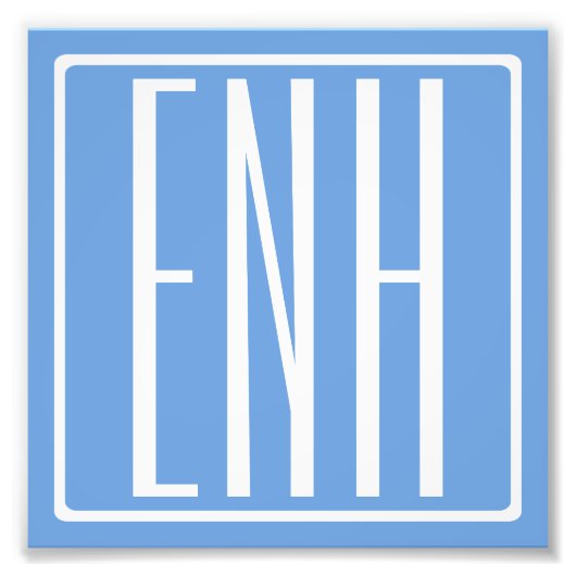 はっきりした3モダンイニシャルモノグラム |ソフトブルー フォトプリント            (正面)