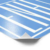 はっきりした3モダンイニシャルモノグラム |ソフトブルー フォトプリント            (角)