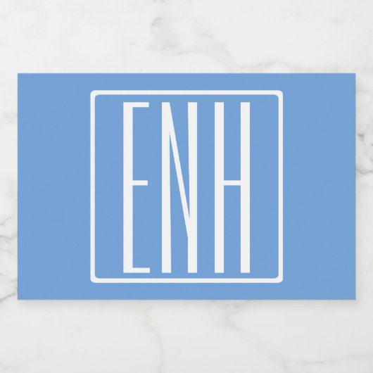 はっきりした3モダンイニシャルモノグラム |ソフトブルー フードラベル (シングルラベル)