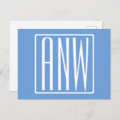 はっきりした3モダンイニシャルモノグラム |ソフトブルー ポストカード (正面/裏面)