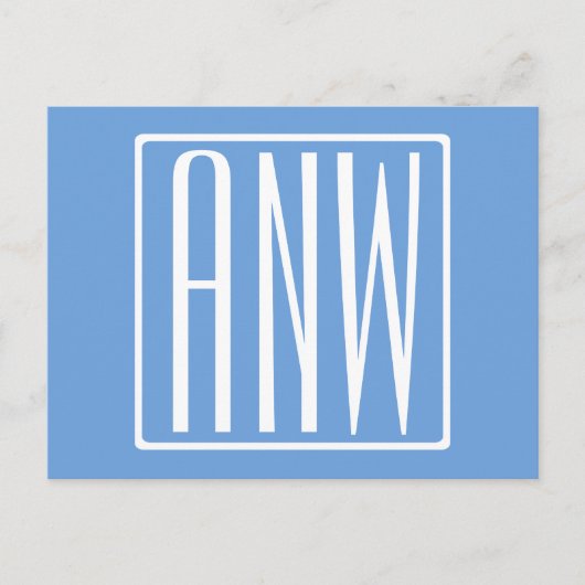 はっきりした3モダンイニシャルモノグラム |ソフトブルー ポストカード (正面)