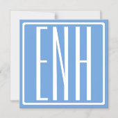 はっきりした3モダンイニシャルモノグラム |ソフトブルー マグネット招待状 (正面)