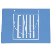 はっきりした3モダンイニシャルモノグラム |ソフトブルー ラージペーパーバッグ (正面)