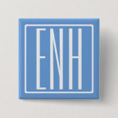 はっきりした3モダンイニシャルモノグラム |ソフトブルー 缶バッジ (正面)