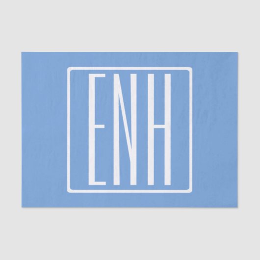 はっきりした3モダンイニシャルモノグラム |ソフトブルー 薄葉紙 (正面)