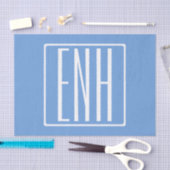 はっきりした3モダンイニシャルモノグラム |ソフトブルー 薄葉紙 (クラフト)