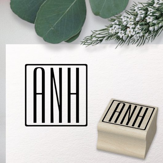 はっきりした3モダンイニシャルモノグラム ラバースタンプ