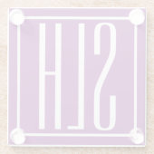 はっきりした3モダンイニシャルモノグラム |白と紫 ガラスコースター (裏面)