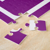 はっきりした3モダンイニシャルモノグラム |白と紫 ジグソーパズル (側面)