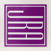 はっきりした3モダンイニシャルモノグラム |白と紫 ジグソーパズル (横)