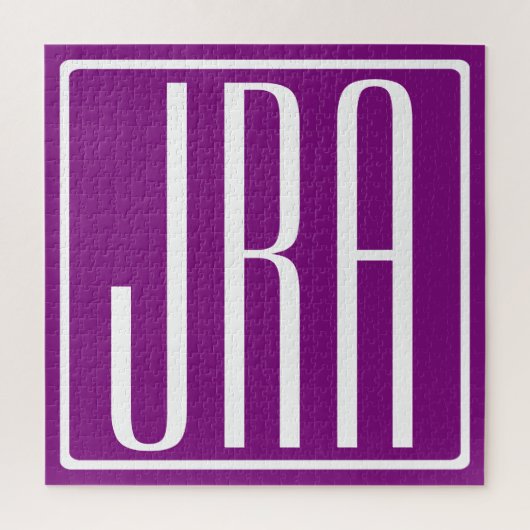 はっきりした3モダンイニシャルモノグラム |白と紫 ジグソーパズル (縦)