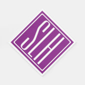 はっきりした3モダンイニシャルモノグラム |白と紫 スタンダードランチョンナプキン (角)