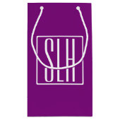 はっきりした3モダンイニシャルモノグラム |白と紫 スモールペーパーバッグ (裏面)