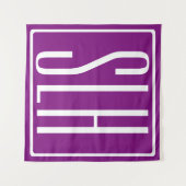 はっきりした3モダンイニシャルモノグラム |白と紫 タペストリー (正面(横))