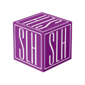 はっきりした3モダンイニシャルモノグラム |白と紫 フォトキューブ (裏面アングル)