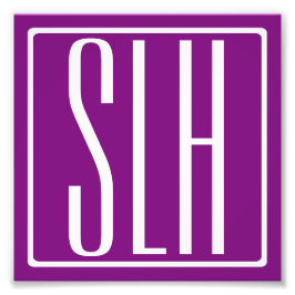 はっきりした3モダンイニシャルモノグラム |白と紫 フォトプリント           