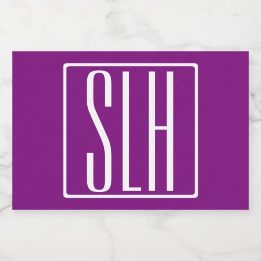 はっきりした3モダンイニシャルモノグラム |白と紫 フードラベル (シングルラベル)