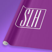 はっきりした3モダンイニシャルモノグラム |白と紫 ラッピングペーパー