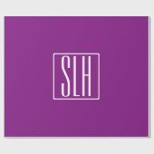 はっきりした3モダンイニシャルモノグラム |白と紫 ラッピングペーパー (フラット)