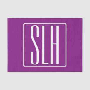 はっきりした3モダンイニシャルモノグラム  白と紫 薄葉紙