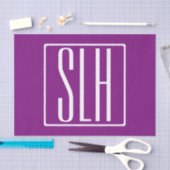 はっきりした3モダンイニシャルモノグラム |白と紫 薄葉紙 (クラフト)