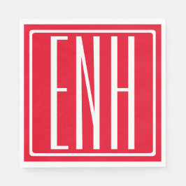 はっきりした3モダンイニシャルモノグラム |赤（またはdiy） スタンダードランチョンナプキン