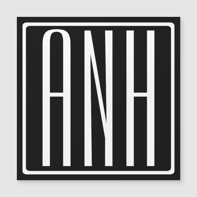 はっきりした3モダンイニシャルモノグラム |黒の上に白 (正面)