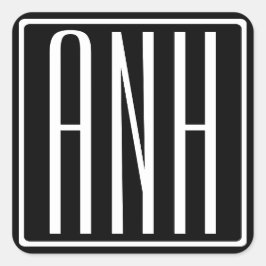 はっきりした3モダンイニシャルモノグラム |黒の上に白 スクエアシール