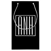 はっきりした3モダンイニシャルモノグラム |黒の上に白 スモールペーパーバッグ (裏面)