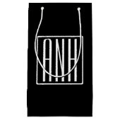 はっきりした3モダンイニシャルモノグラム |黒の上に白 スモールペーパーバッグ (正面)