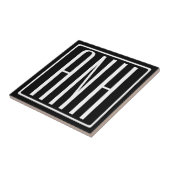 はっきりした3モダンイニシャルモノグラム |黒の上に白 タイル (側面)