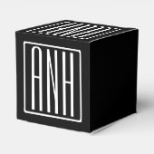 はっきりした3モダンイニシャルモノグラム |黒の上に白 フェイバーボックス (裏面サイド)