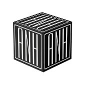 はっきりした3モダンイニシャルモノグラム |黒の上に白 フォトキューブ (裏面アングル)