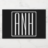 はっきりした3モダンイニシャルモノグラム |黒の上に白 フードラベル (シングルラベル)